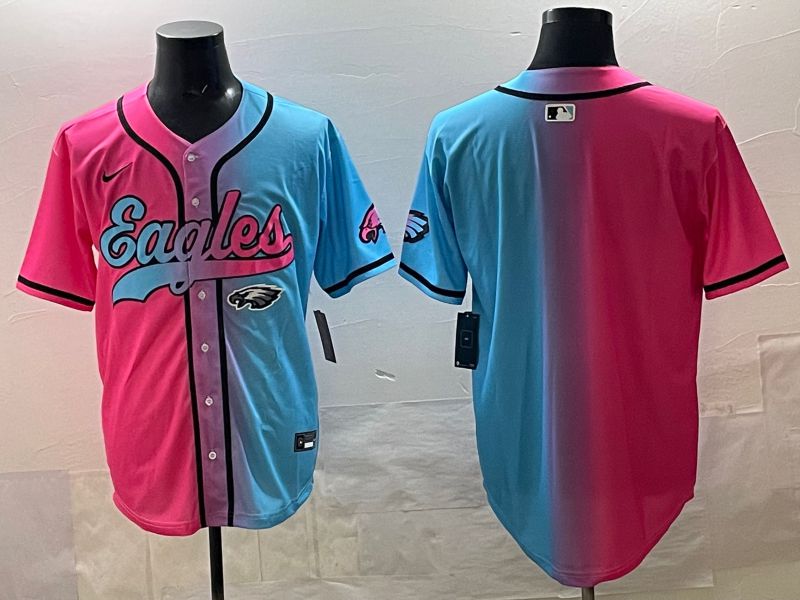 Men 2025 Philadelphia Eagles Blank Blue pink Nike Limited NFL Jersey style 010->philadelphia eagles->NFL Jersey